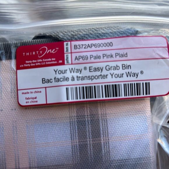 Thirty-one pale pink plaid your way easy grab bin NEW - Picture 5 of 5